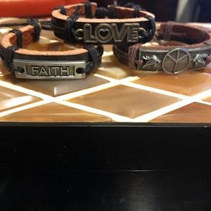 Bundle of 3 Boho style leather Bracelets